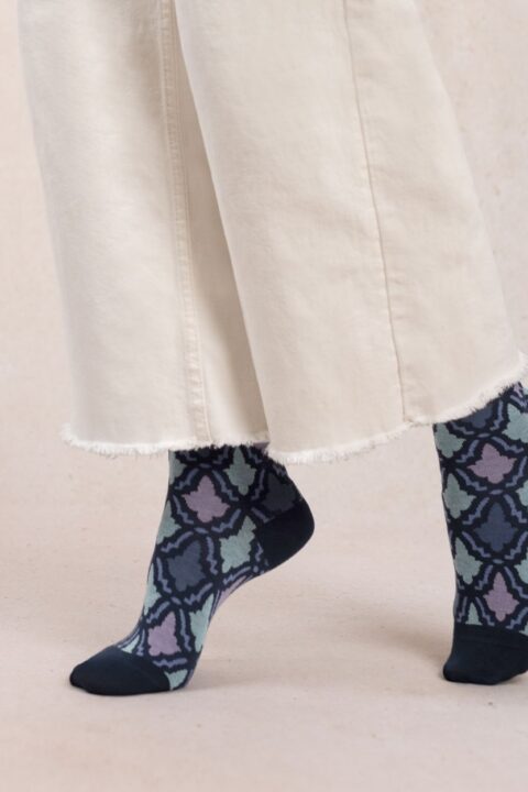 Bleuforêt | Chaussettes veloutées mosaïque Marine