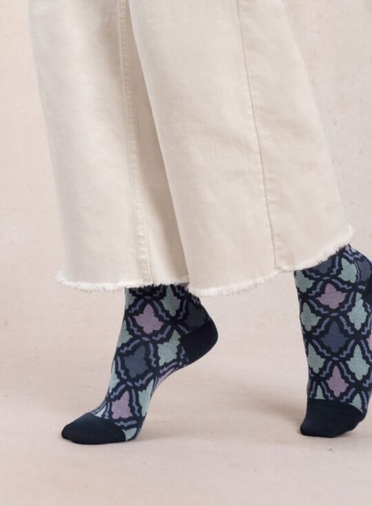 Bleuforêt | Velvety mosaic socks Navy blue