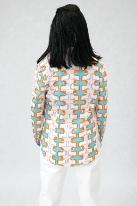Herzen | Silk Modern Tile Print Blouse