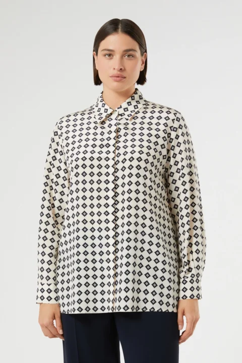 Marina Rinaldi | Chemise en crêpe de Chine en soie – Ivoire