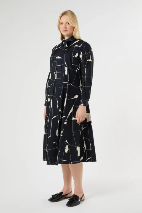 Marina Rinaldi | Robe en popeline de coton – Bleu nuit