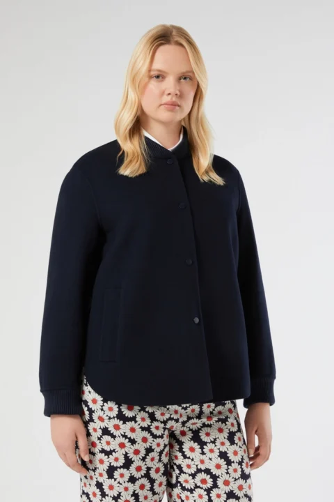 Marina Rinaldi | Veste double face en laine mélangée – Bleu nuit