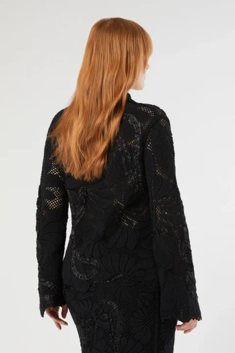 Marina Rinaldi | Cardigan brodé en coton mélangé – Noir