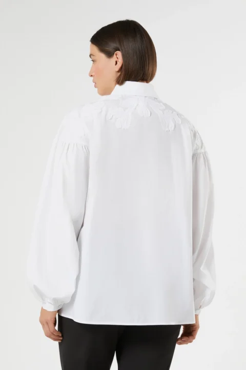 Marina Rinaldi | Chemise en popeline brodée – Blanc optique