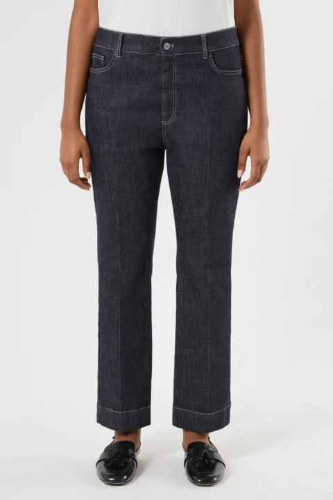 Marina Rinaldi | Pantalon évasé en coton stretch – Bleu nuit