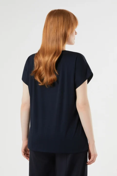 Marina Rinaldi | T-shirt en jersey et satin – Bleu nuit