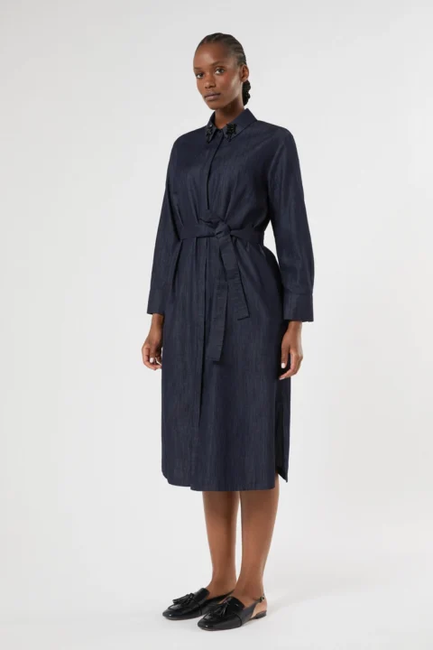 Marina Rinaldi | Robe-chemise légère en denim – Bleu jean