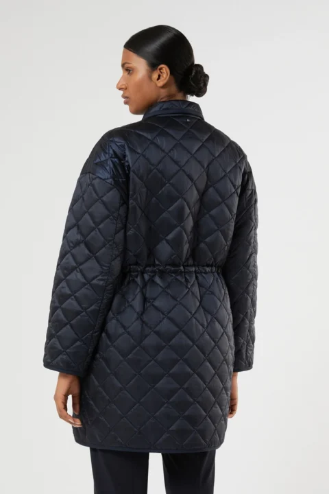 Marina Rinaldi | Veste matelassée longue en toile déperlante – Bleu marine