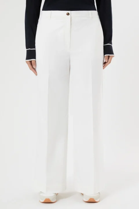 Marina Rinaldi | Pantalon en gabardine de coton – Blanc optique