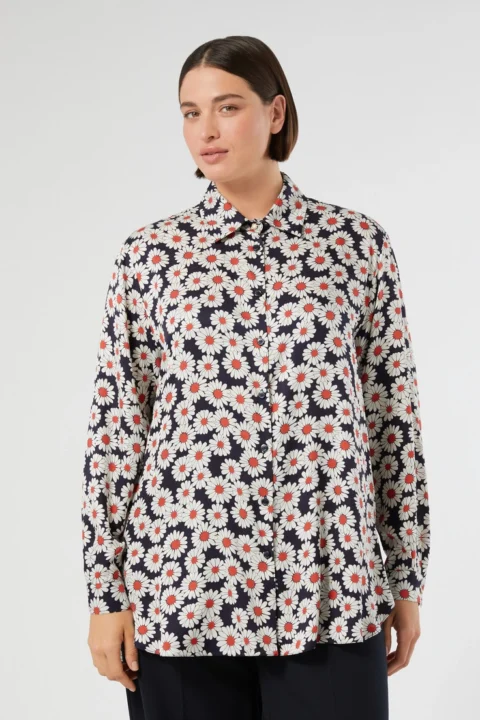 Marina Rinaldi | Chemise en sergé imprimé – Bleu outremer