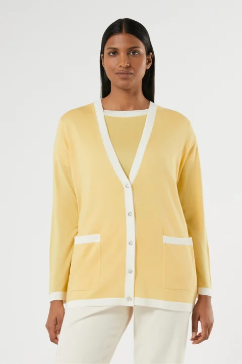 Marina Rinaldi | Cardigan en soie et cachemire – Jaune
