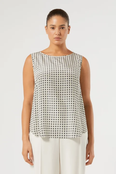 Marina Rinaldi | Blouse en crêpe de Chine en soie – Ivoire