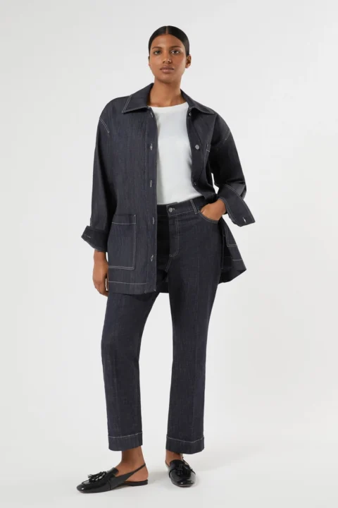 Marina Rinaldi | Veste en coton stretch – Bleu marine