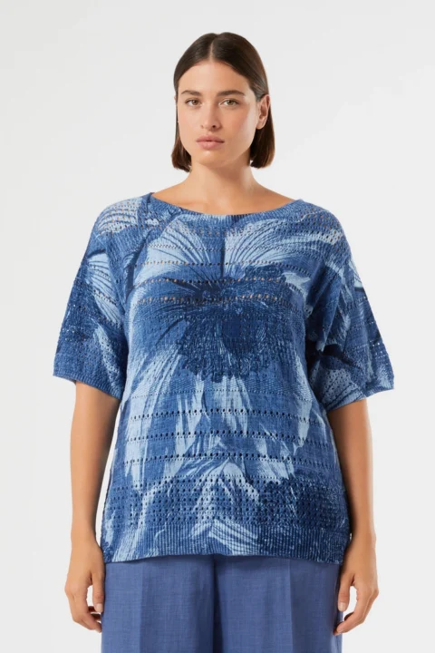 Marina Rinaldi | Cotton Cordonnet Sweater - Cornflower Blue