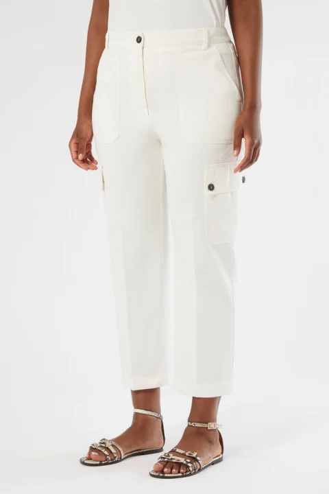 Marina Rinaldi | Cotton Gabardine Trousers - Ivory