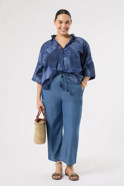 Marina Rinaldi | Cotton Voile Shirt Blouse - Light Blue