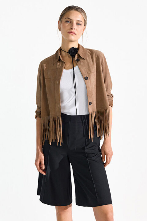 Riani | Leather Jacket with Fringe