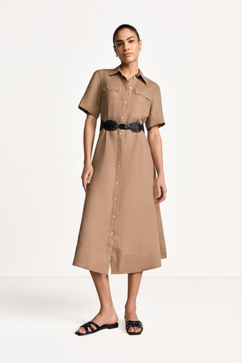 Riani | Linen Dress with a Shirt Collar
