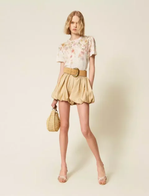 Twinset | Pull fleuri en mélange de lin