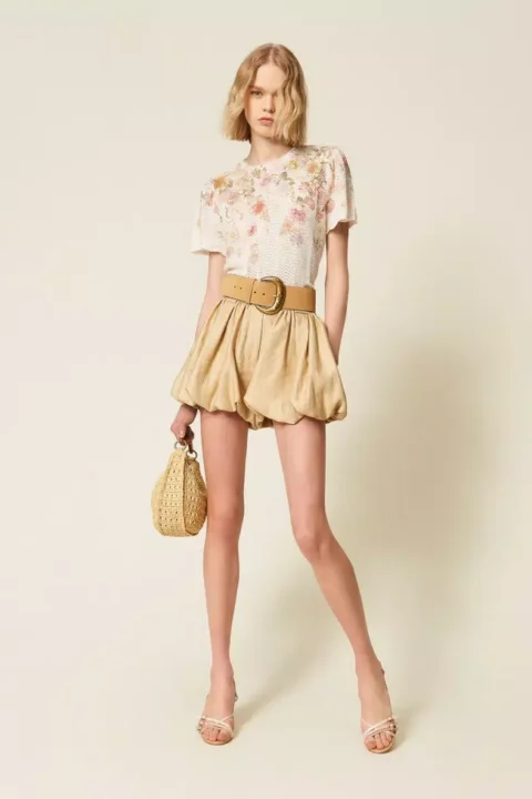Twinset | Pull fleuri en mélange de lin