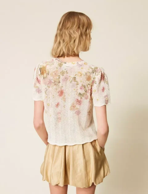 Twinset | Pull fleuri en mélange de lin