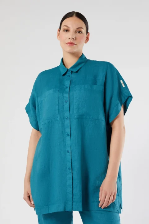 Marina Rinaldi | Linen Canvas Tunic - Turquoise