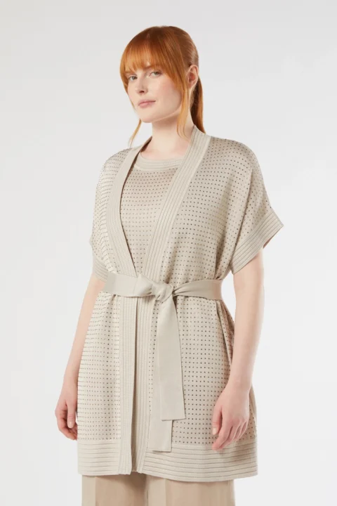 Marina Rinaldi | Rhinestone-Adorned Knitted Cardigan and Top