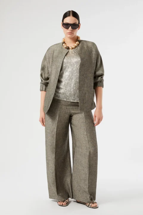 Marina Rinaldi | Yarn-dyed linen drill trousers