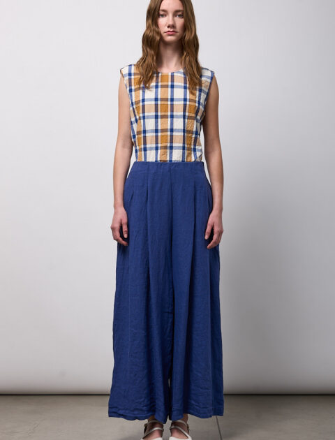 Neirami | Pantalon large plissé en lin – Bleu sodalite