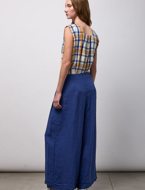 Neirami | Pantalon large plissé en lin – Bleu sodalite