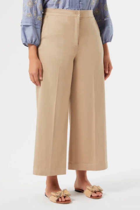 Marina Rinaldi | Straight-Fit Satin Trousers - Sand