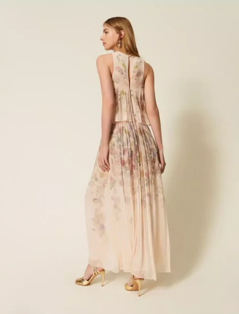 Twinset | Robe longue en crépon à motif floral
