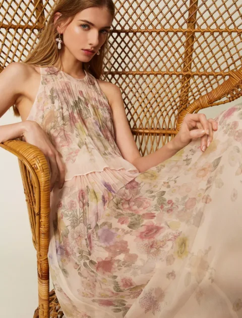 Twinset | Robe longue en crépon à motif floral