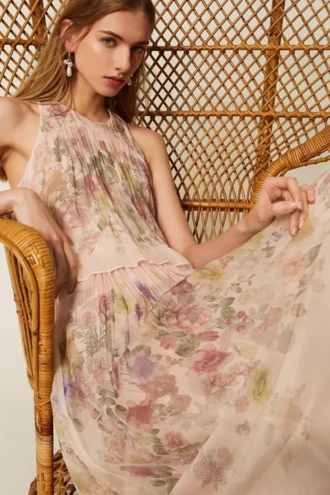 Twinset | Robe longue en crépon à motif floral