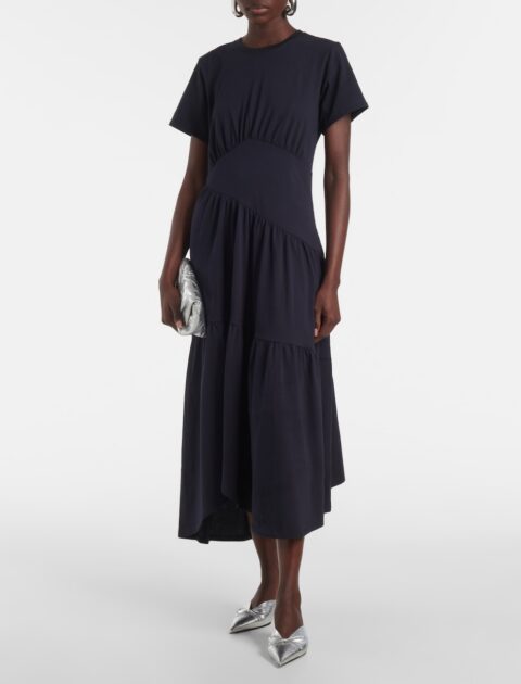 Frame | Robe midi en coton à empiècements froncés