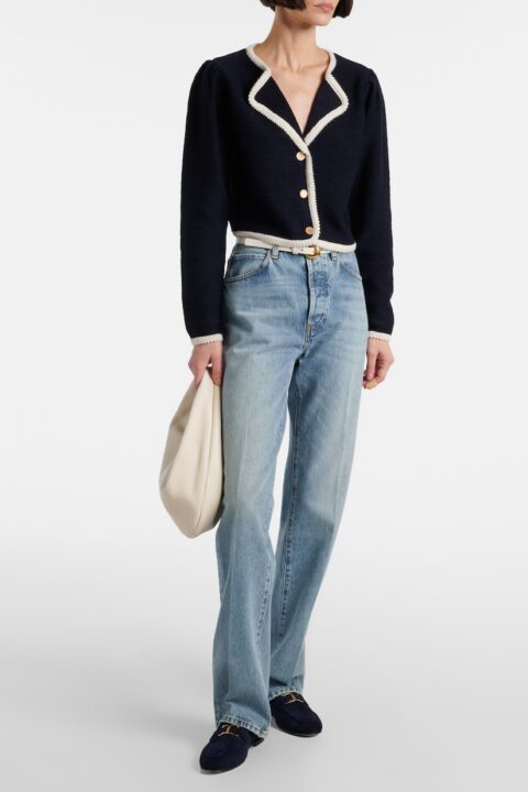Frame | Corded Cardi Knitted Wool and Cotton Top