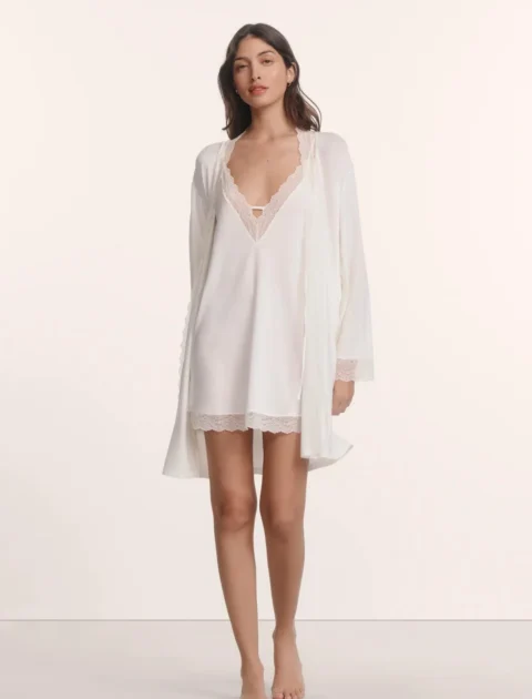 Eberjey | Peignoir court Lara en modal TENCEL™ – Ivoire