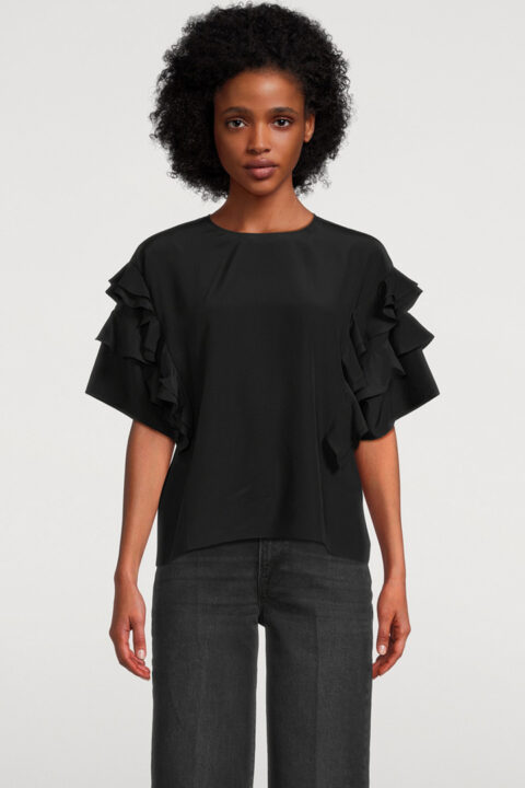 Frame | Silk Ruffle Sleeve Blouse