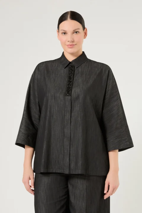 Marina Rinaldi | Chemise en denim – Bleu nuit