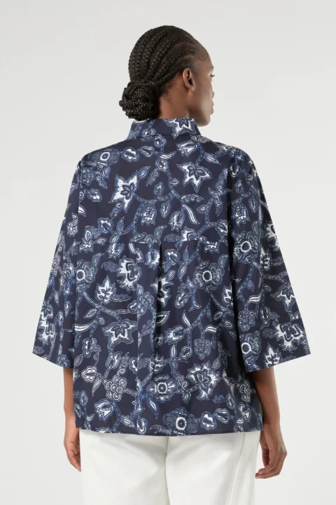 Marina Rinaldi | Chemise en popeline de coton – Marine