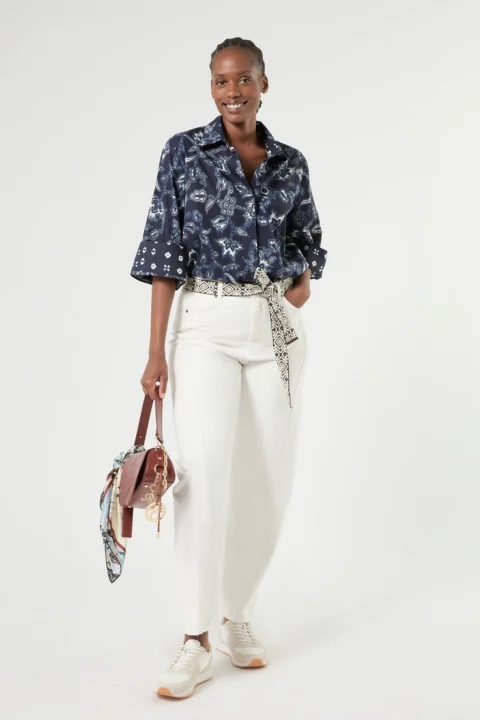Marina Rinaldi | Chemise en popeline de coton – Marine