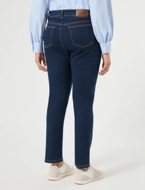 Marina Rinaldi | Jean en denim de coton mélangé, coupe ajustée – Bleu nuit