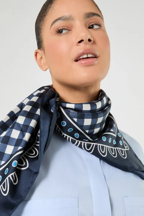 Marina Rinaldi | Foulard en twill de soie – Marine