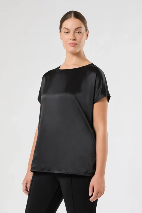Marina Rinaldi | T-shirt en jersey et satin – Noir