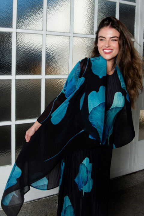 Alquema | Estrella Dress With Collare Coat In Aqua Pea