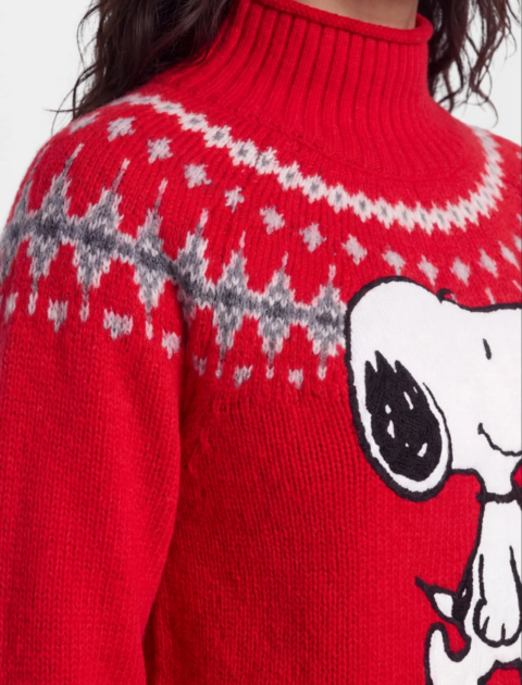 Princess Goes Hollywood | Pull rouge en maille jacquard à motif Snoopy