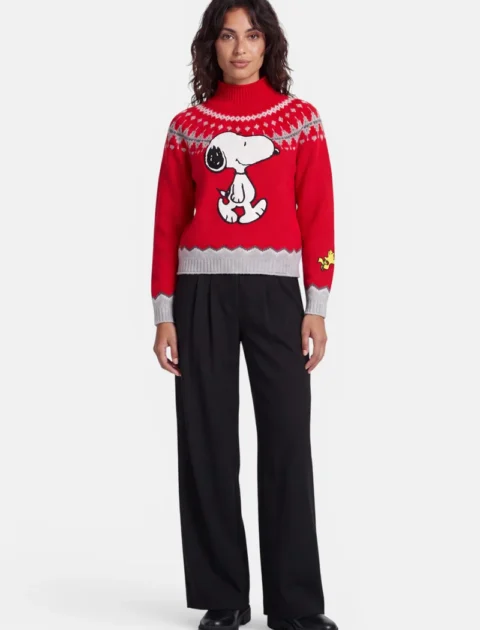 Princess Goes Hollywood | Pull rouge en maille jacquard à motif Snoopy