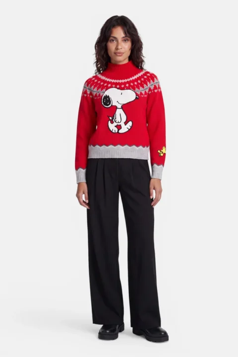 Princess Goes Hollywood | Red Jacquard Knit Snoopy Sweater