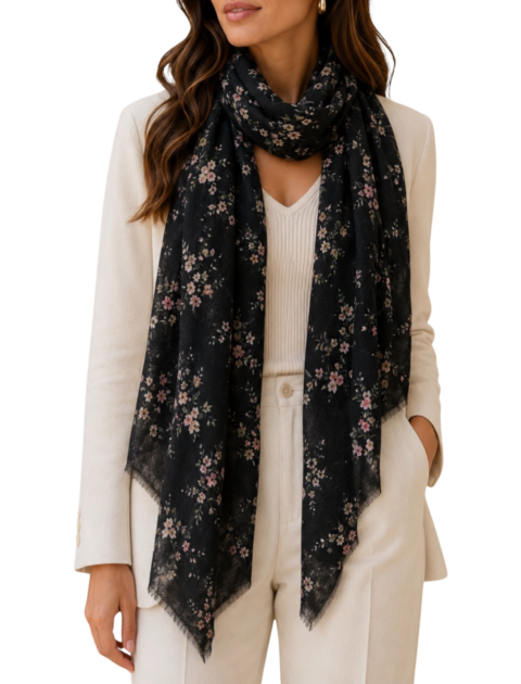 Twinset | Foulard noir à imprimé floral