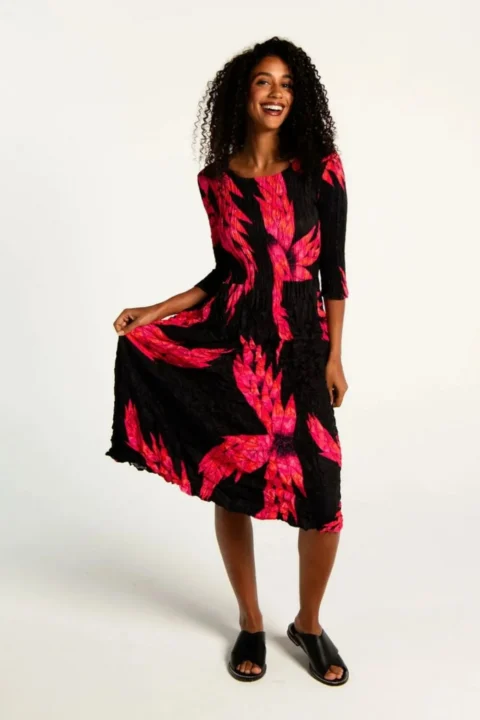 Alquema | 3/4 Sleeve Smash Pocket Dress Pink Night